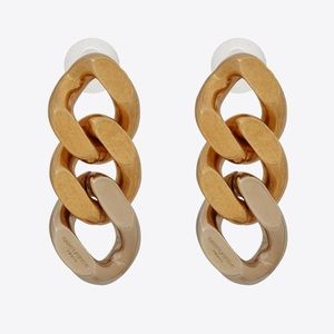 YSL Curb Chain Three-Link Earrings